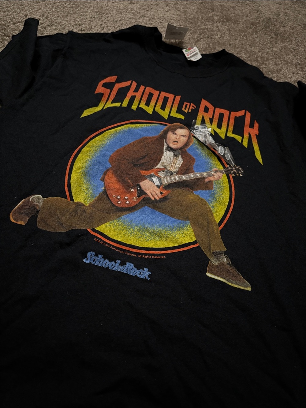 Fruit of the Loom Black School of Rock Graphic Tee with Multicolor Print
